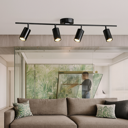 LED Track Lighting with Adjustable Radial Spotlights - Modern Industrial