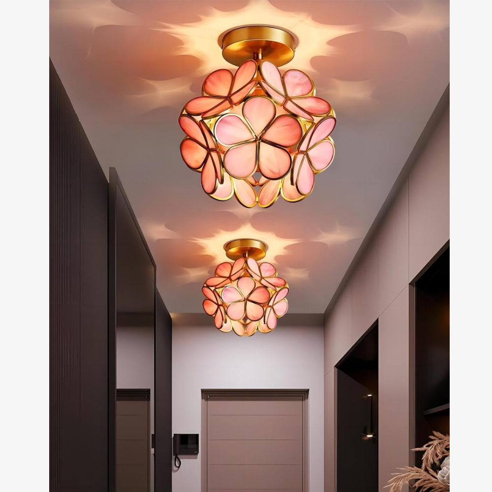 Floral Flush Mount Ceiling Light - Petal Design Acrylic Globe