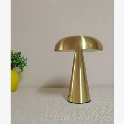 Mushroom Table Lamp with Metal Dome Shade - Modern Mid Century