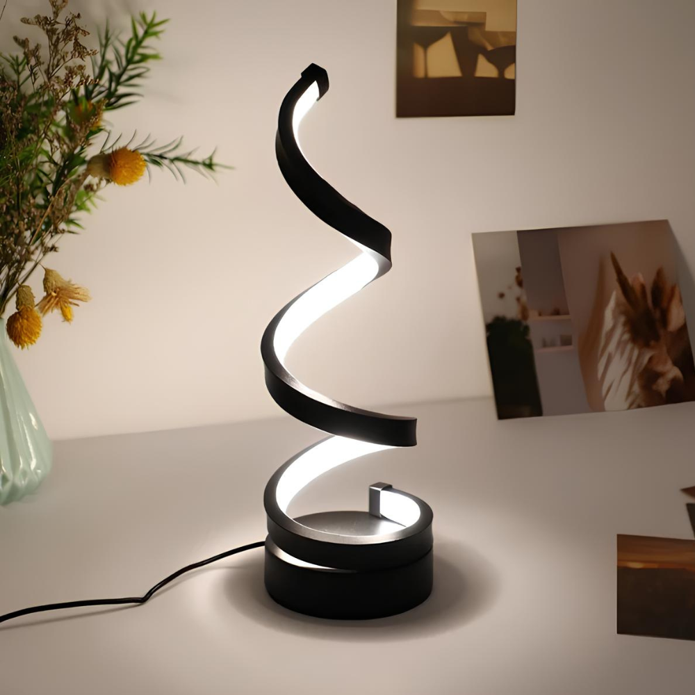 Lampe de table spirale moderne à DEL rechargeable par USB - Éclairage d'ambiance réglable