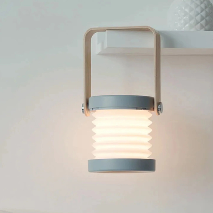 Folding LED Night Light Lantern - USB Rechargeable Timber Accents Lamp