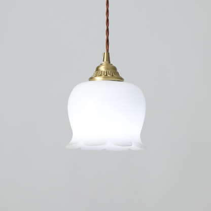 Floral Resin Hanging Lamp with Brass Hardware - Vintage Inspired