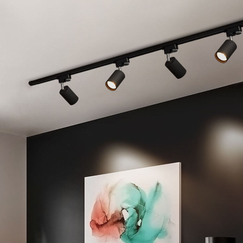 LED Track Lighting System with Adjustable Spotlights - Modern Industrial
