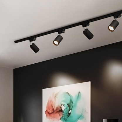 LED Track Lighting System with Adjustable Spotlights - Modern Industrial