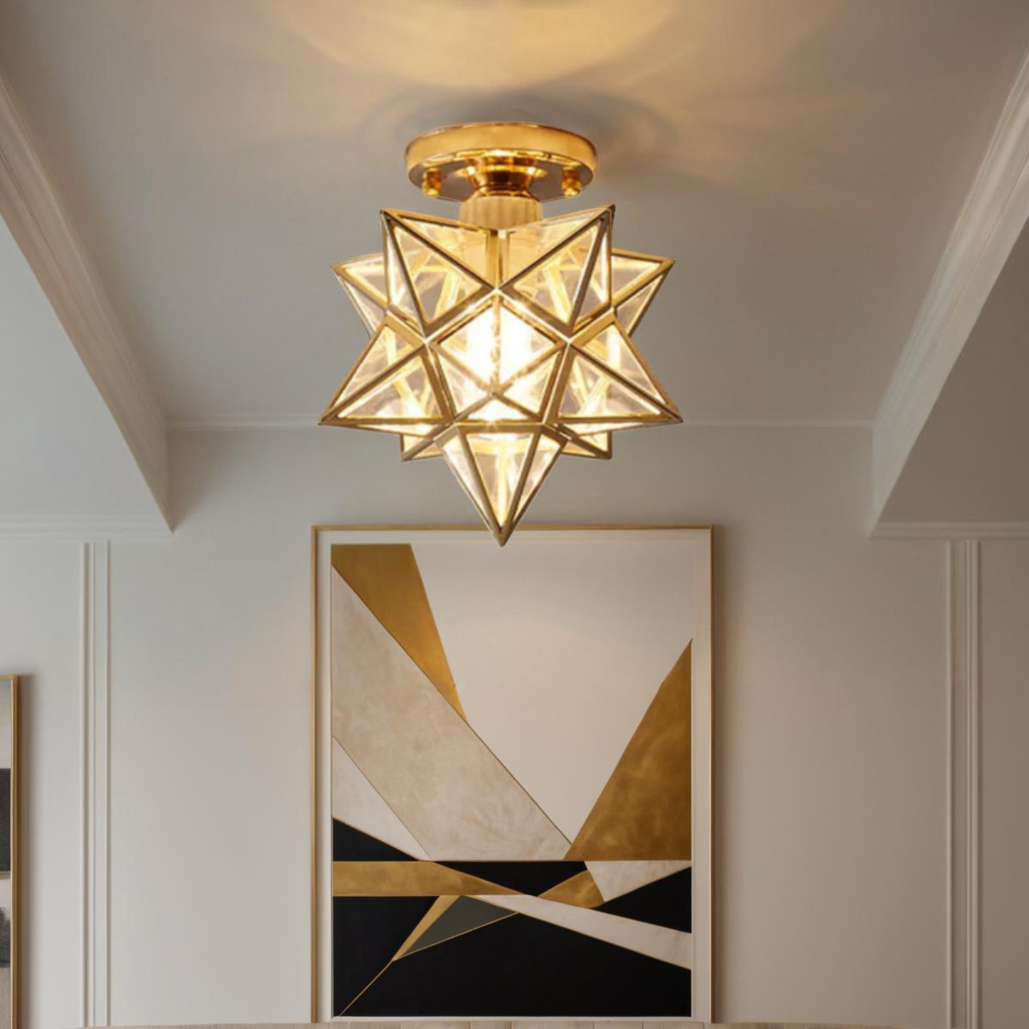 Plafonnier à forme d'étoile traditionnelle - Luminaire de plafond style ancien