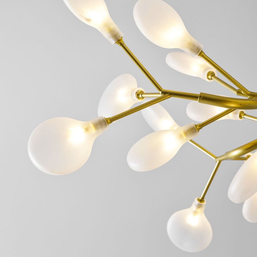 Sputnik-Kronleuchter mit Glasblütenzweigen – Modernes Mid-Century-Design