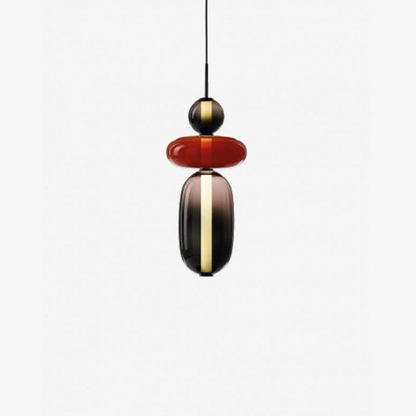 Stacked Glass Pendant Light with Geometric Tiers - Art Deco Style