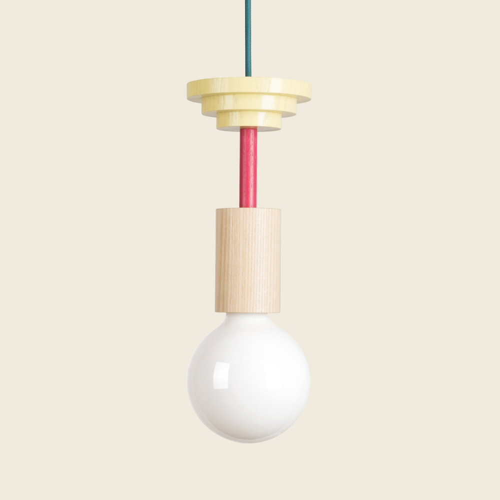 Nordic Geometric Wood Pendant Light - Modern Hand-Turned Orbital Hanging Lamp