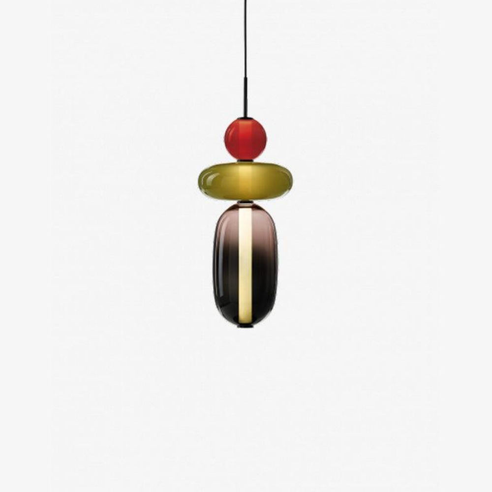 Gestapelte Glas-Hängeleuchte mit geometrischen Ebenen – Art-Déco-Stil