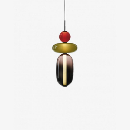 Stacked Glass Pendant Light with Geometric Tiers - Art Deco Style