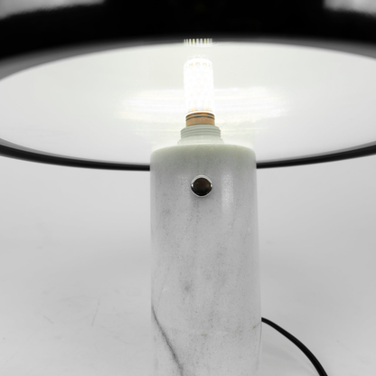 Architectural Marble Base Accent Lamp - Minimalist Glossy Stone Pedestal Light