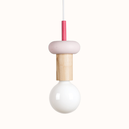 Nordic Geometric Wood Pendant Light - Modern Hand-Turned Orbital Hanging Lamp