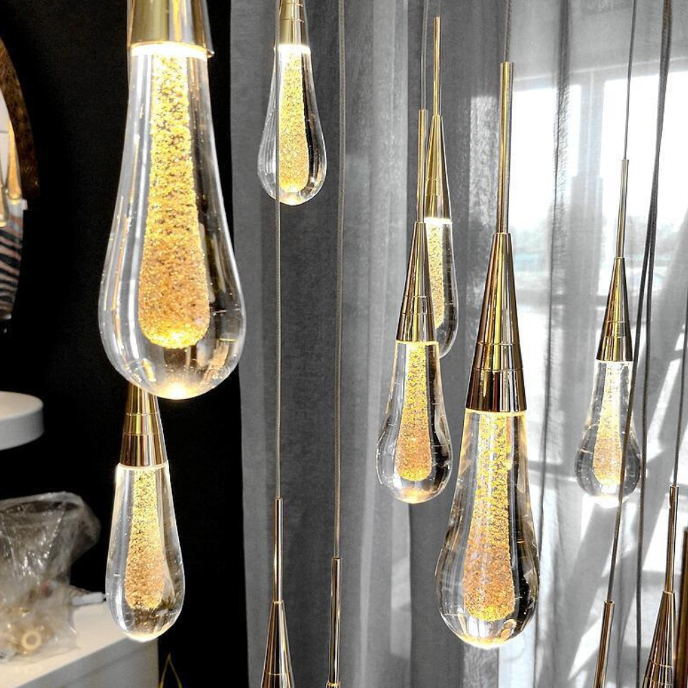 Teardrop Glaspendelleuchte Schimmernder Kern – Modernes Art Deco