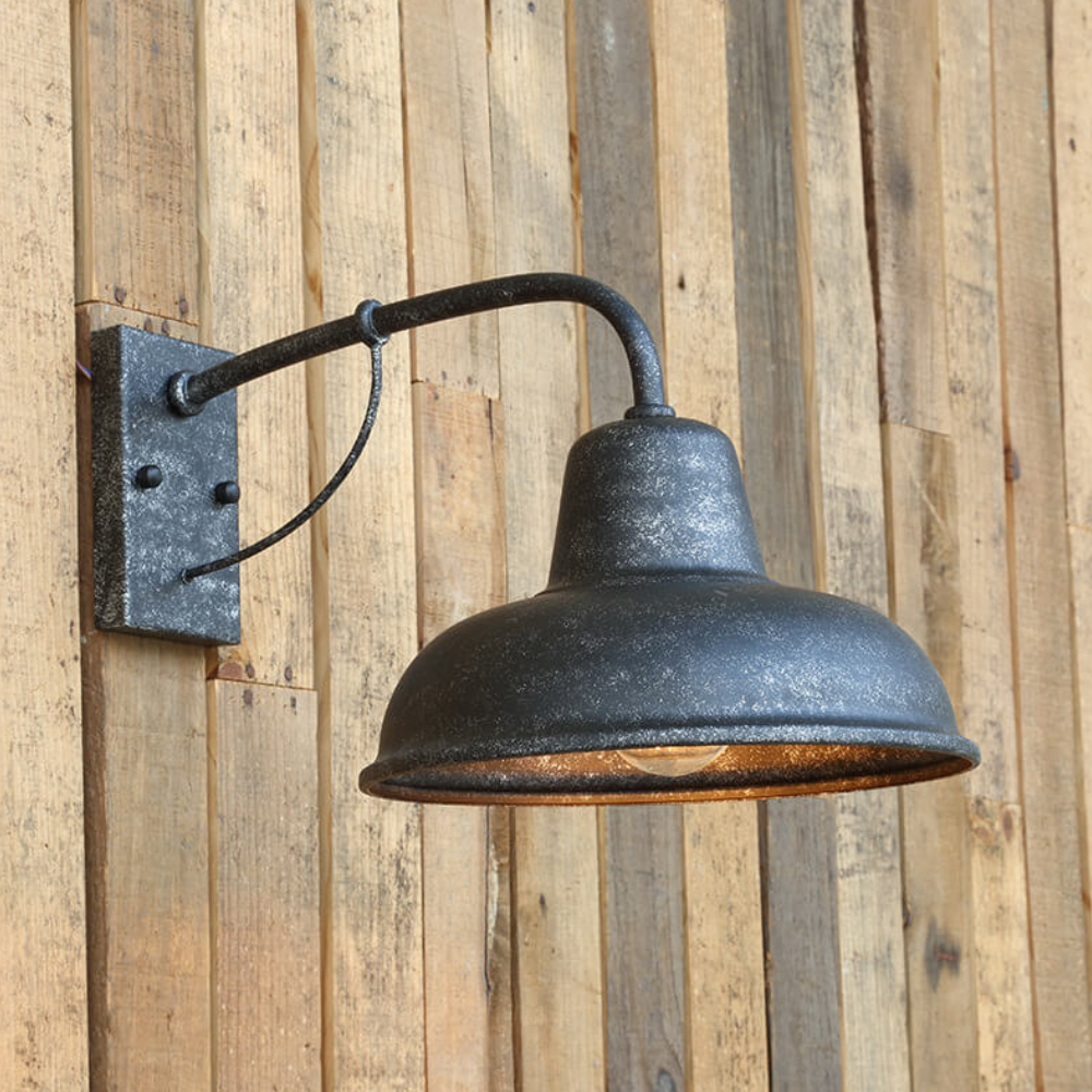 Porch Light with Gooseneck Arm and Iron Barn Shade - Modern Farmhouse