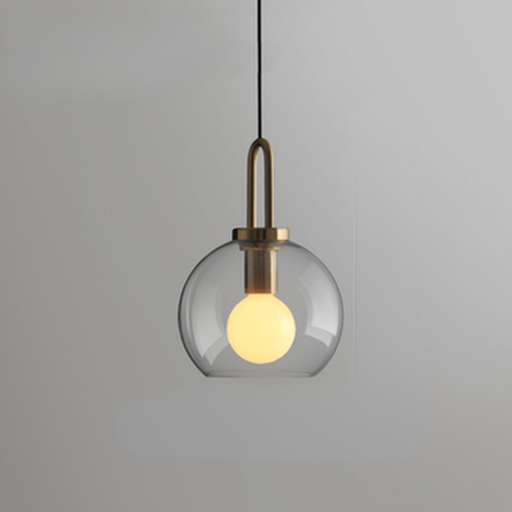 Globus- und Kapselglas-Hängeleuchte mit Messingbogen – Moderner Stil