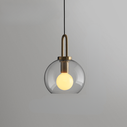 Globe and Capsule Glass Pendant Light with Brass Arch - Modern Style