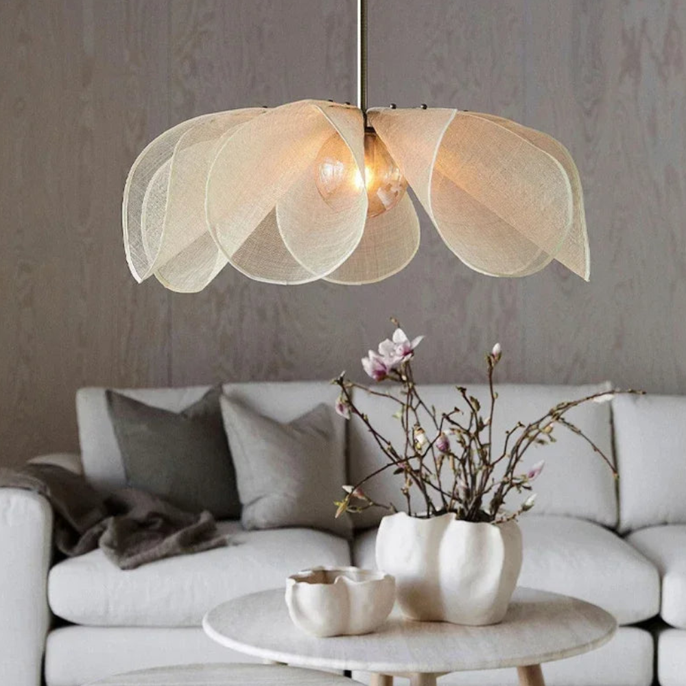 Architektonische Stoff-Schicht-Pendelleuchte – Minimalistischer Boho Stoff-Kronleuchter