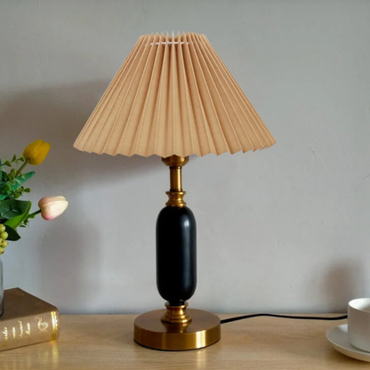 Pleated Shade Brass and Table Lamp Mid Century Modern Lighting