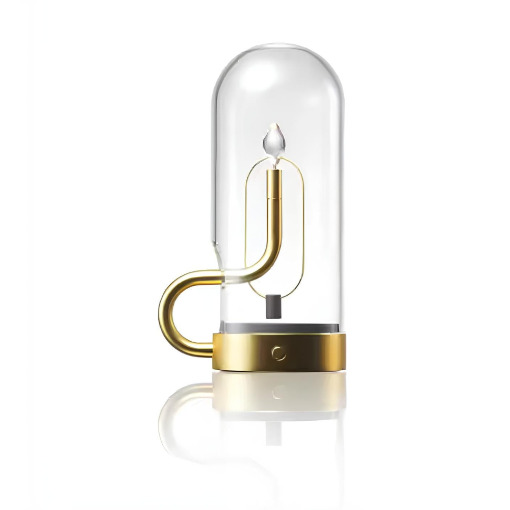 Wiederaufladbare Glaszylinder-Akzentlampe – Mid-Century-Batterieleuchte
