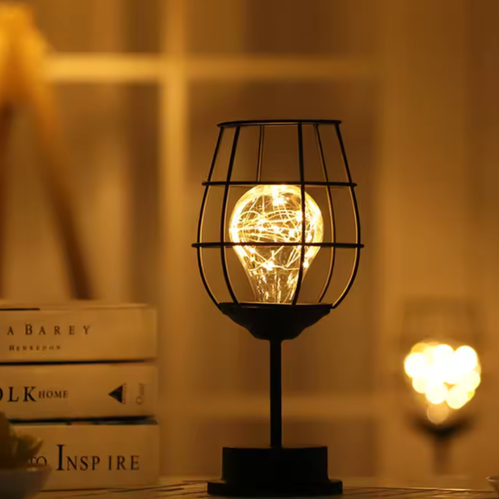 Bottle Shape Decorative Table Lamp with Warm White String Lights - Iron
