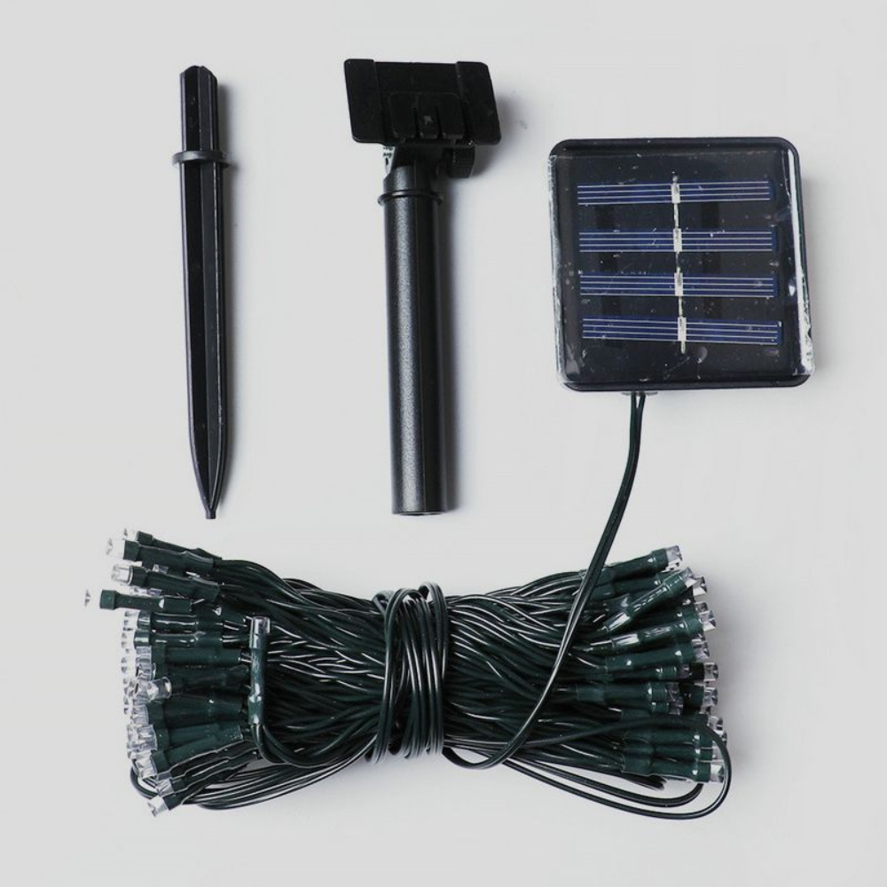 Guirlande lumineuse solaire extérieure prête pour le temps - Fée LED blanc chaud