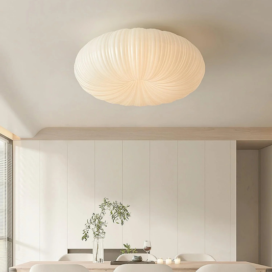 Flush Mount Ceiling Light with Pleated Shade - Modern Scandinavian LED