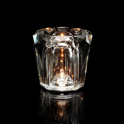 Crystal Table Lamp with Faceted Glass Body - Modern Geometric