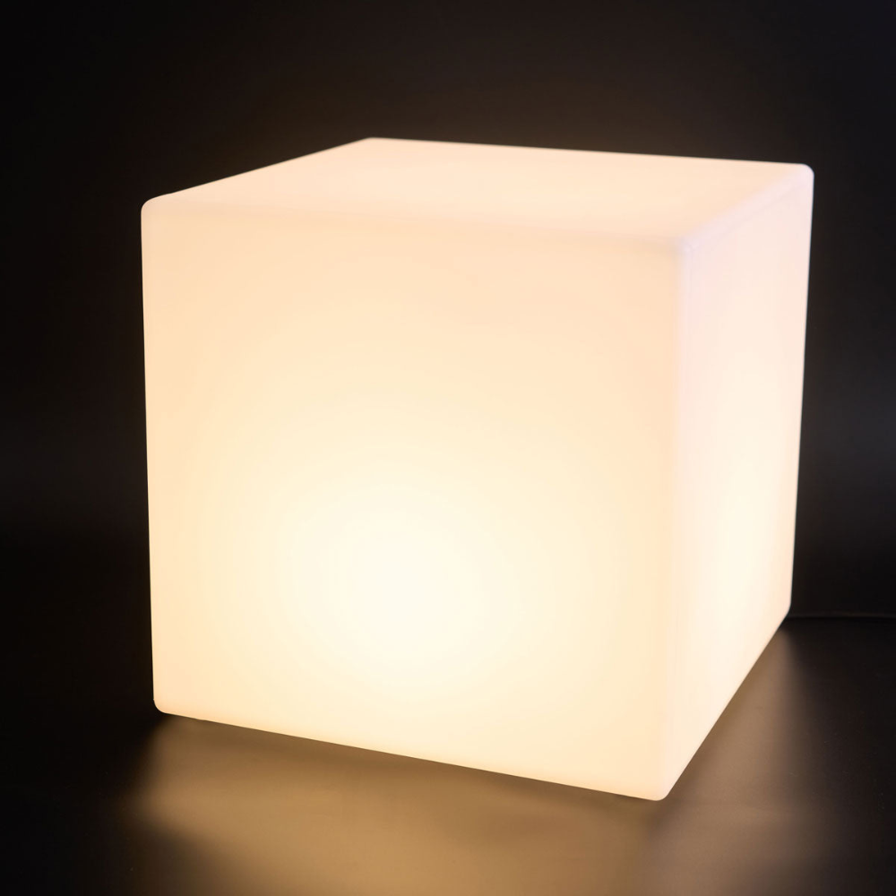 LED Cube Side Table and Glowing Accent Light - Modern Geometric