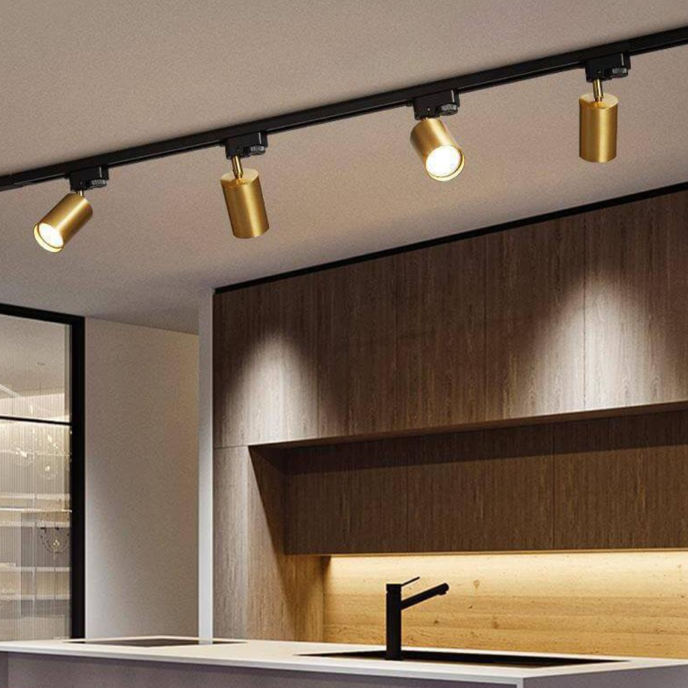 LED Track Lighting System with Adjustable Spotlights - Modern Industrial