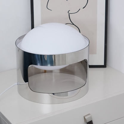 Glass Orb Table Lamp with Chrome Metal Base - Mid Century Modern