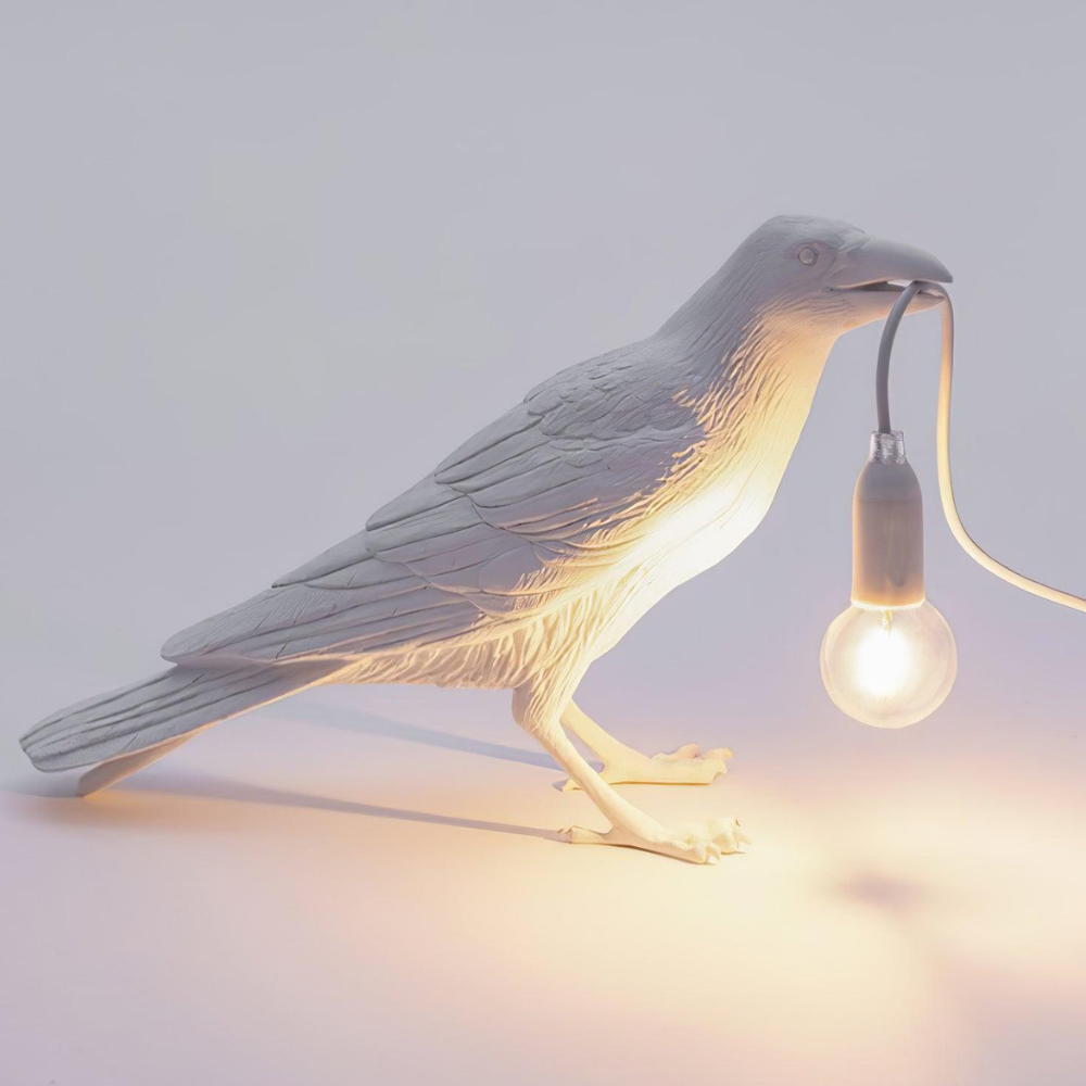 Modern Raven Table Lamp - Resin Bird Sculpture Light for Home Decor