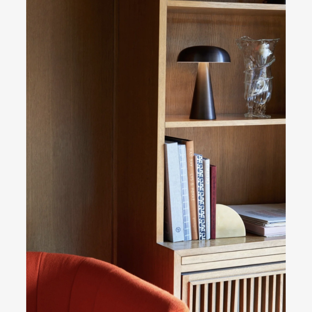Pilz-Tischlampe mit Metallkuppel-Schirm – Modernes Mid-Century-Design