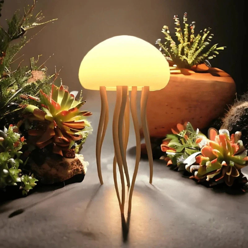 Lampe de table d'ambiance méduse flottante avec lumière suspendue changeant de couleur