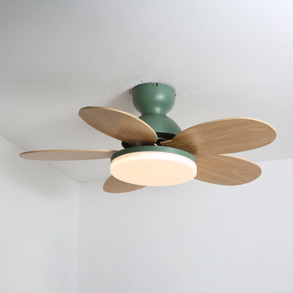 LED-Deckenventilator mit flachem Blumen-Silhouetten-Design und umkehrbarem Luftstrom – verspieltes Design