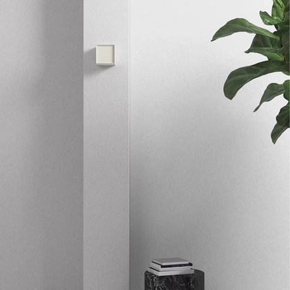 LED Cube Wall Sconce with Fabric Shade - Modern Japandi Style White