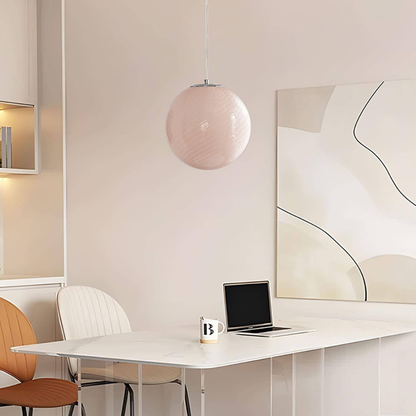 Colored Glass Globe Hanging Lamp with Swirled Pattern Modern Style
