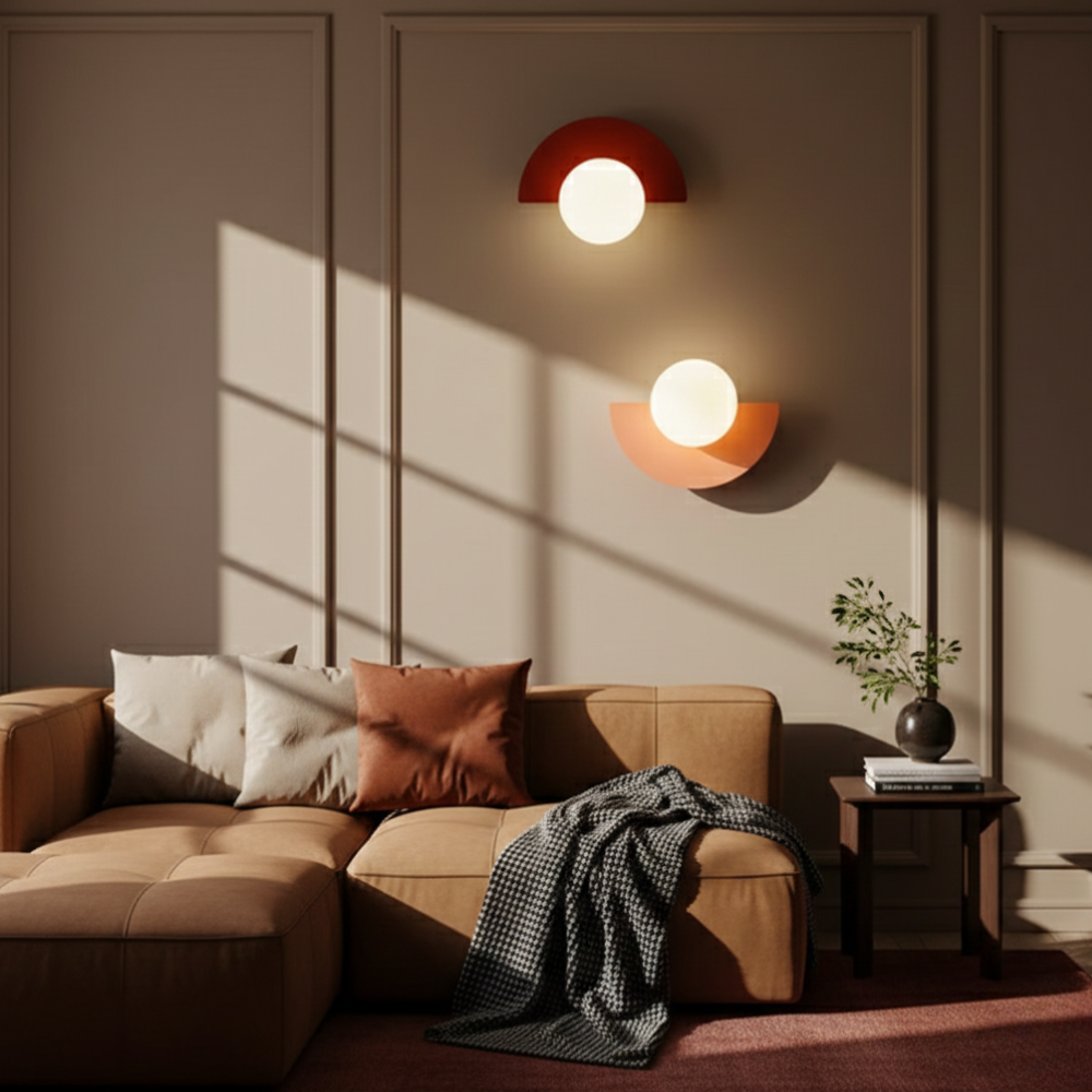 Modern Crescent Globe Wall Sconce - Geometric Half-Moon Wall Light