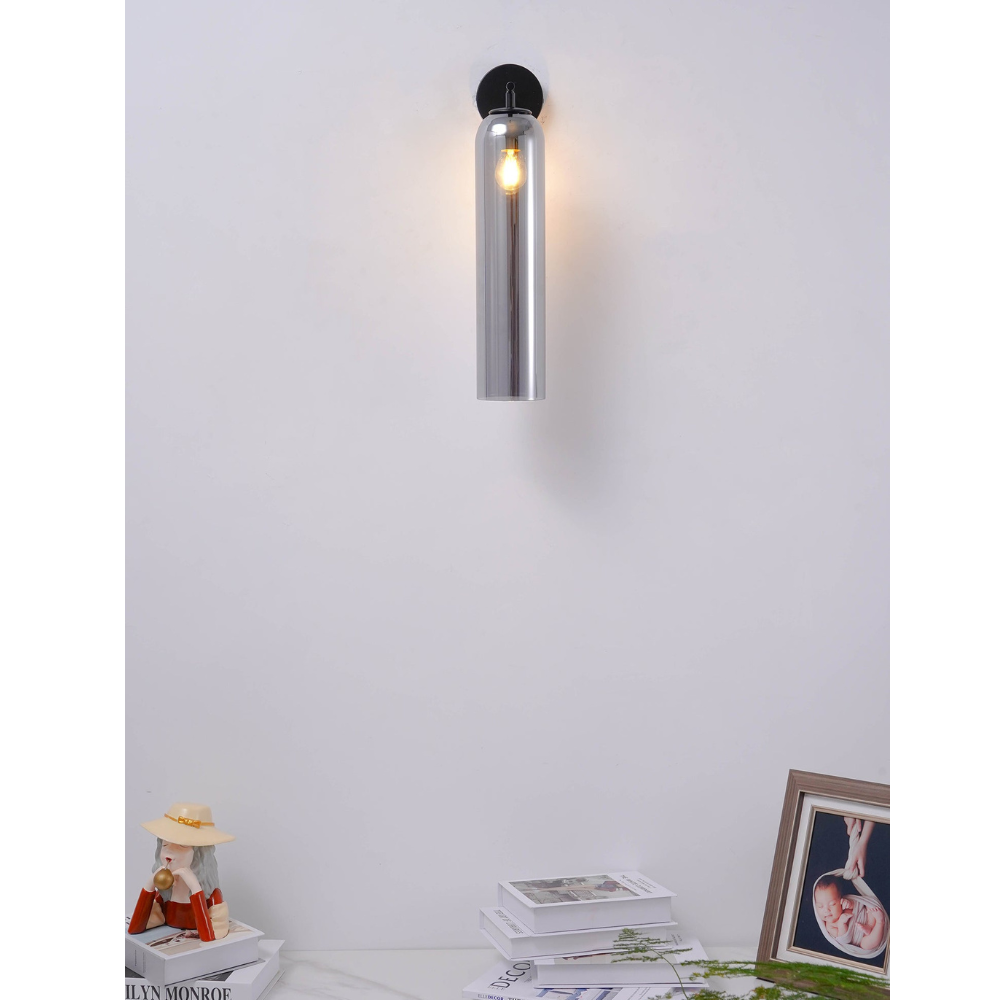 Applique murale moderne en verre cylindrique - Silhouette allongée de pilule lumière verticale
