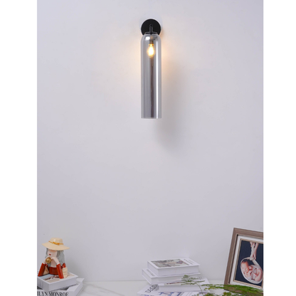 Modern Cylinder Glass Wall Sconce - Elongated Pill Silhouette Vertical Light