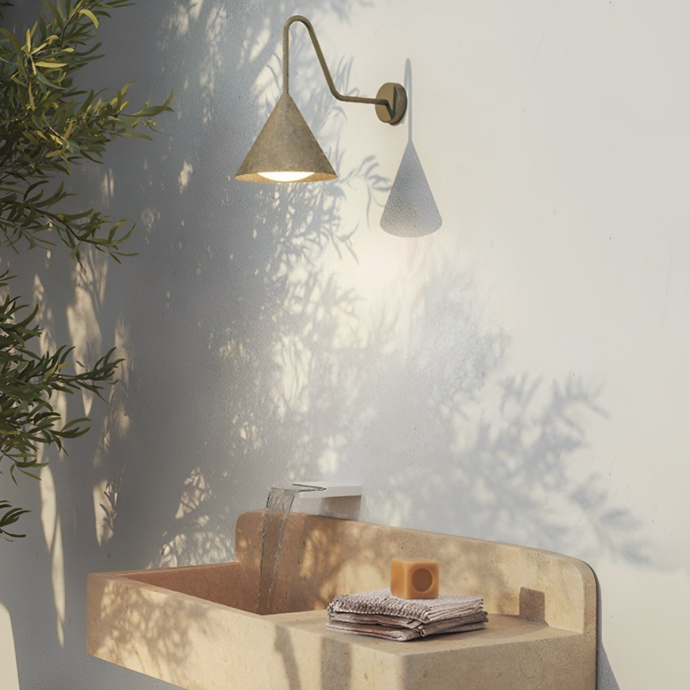 Outdoor LED Porch Lights with Conical Metal Shade - Modern Wall Sconce