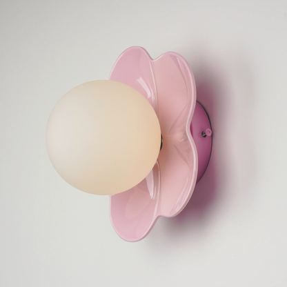 Wall Sconce with Flower Petal Metal Base - Modern Danish Pastel