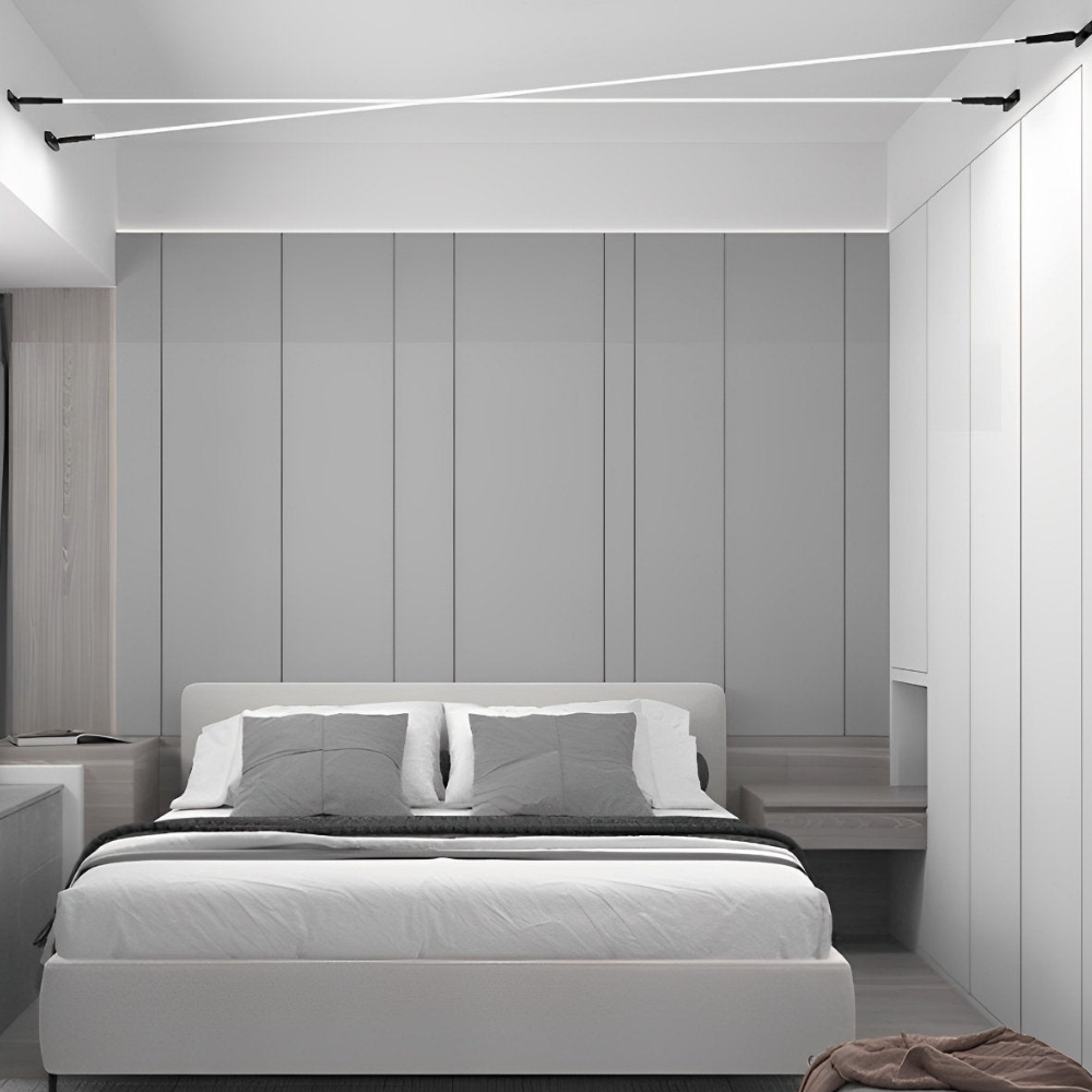 LED Strip Lights with Tensioned Steel Ribbon Frame - Wall to Wall Bar