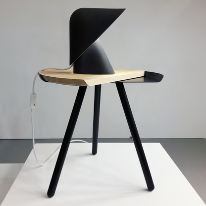 Metal Shield Table Lamp with Matte Resin Base - Nordic Desk Lighting