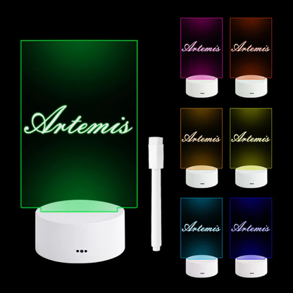 Lighted Acrylic Dry Erase Message Board - Glow Note Memo Night Light