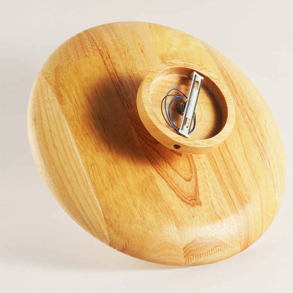 Flush Mount Ceiling Light with Wood Shade - Modern Scandinavian LED