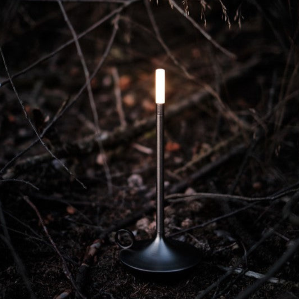 Lampe de bureau à bougeoir avec batterie rechargeable – Veilleuse effilée en aluminium brossé