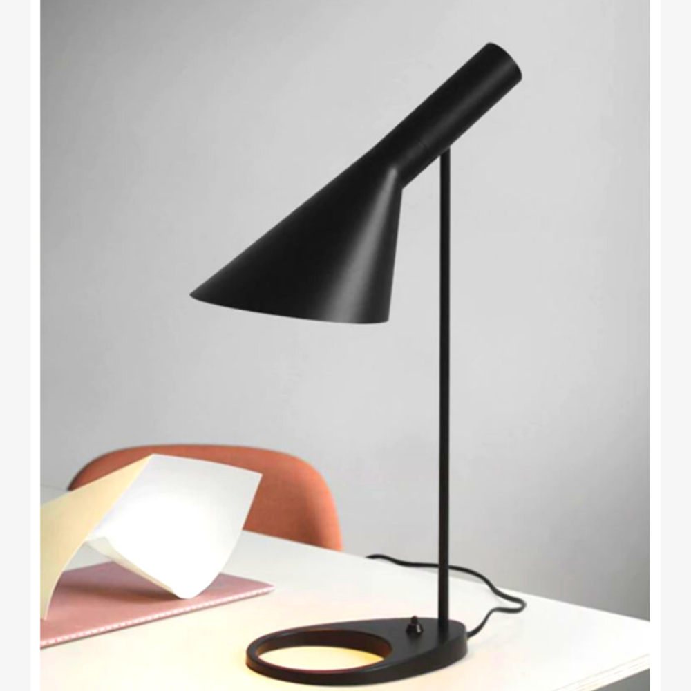 Metal Desk Lamp with Tilting Tapered Shade - Mid Century Modern