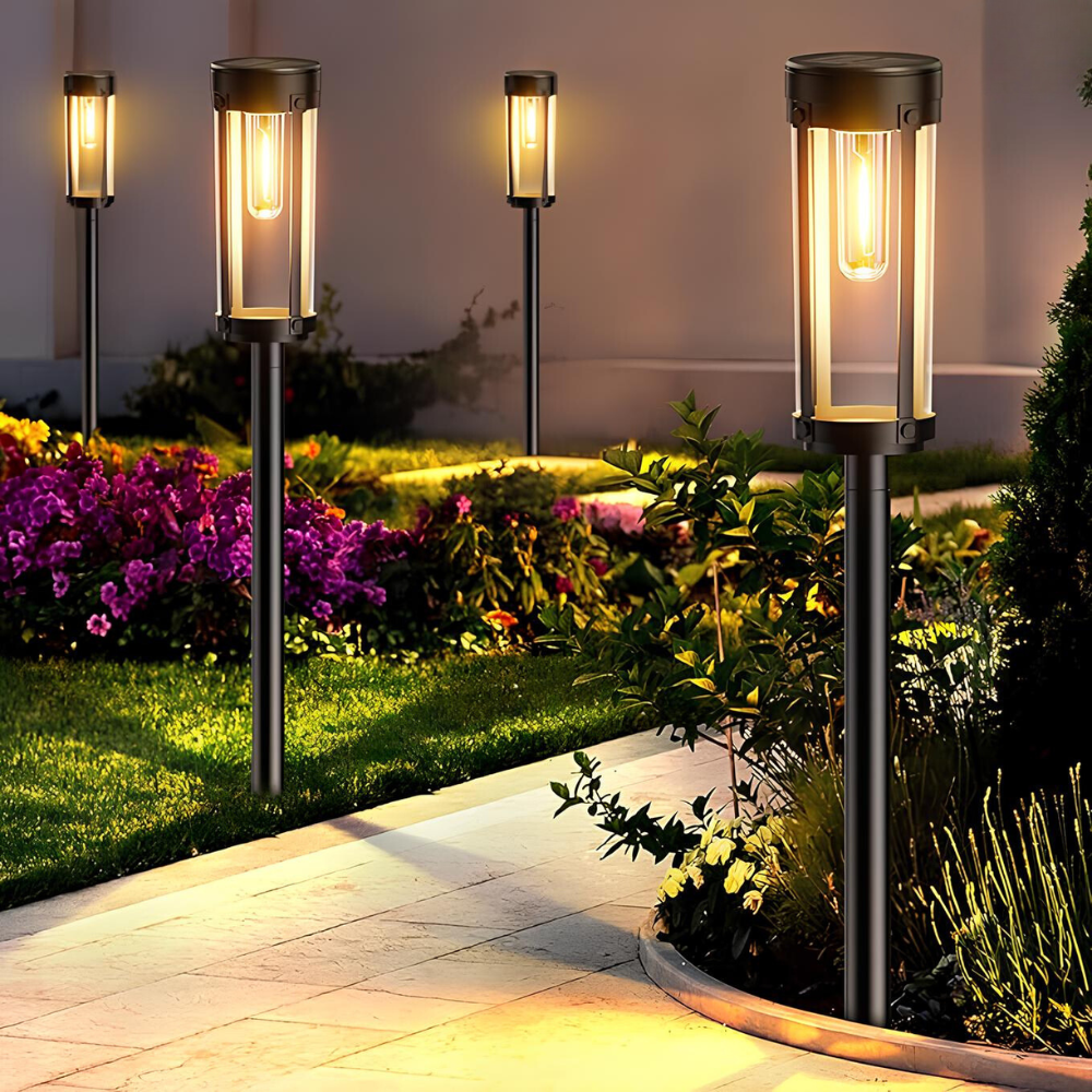 Lumières modernes solaires pour allée de jardin - Lampe à piquer extérieure à DEL