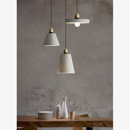 Modern Concrete Geometric Pendant Light - Industrial Cement Silhouette Hanging Lamp