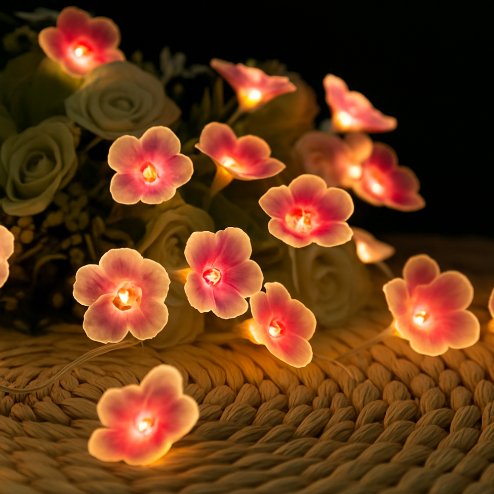 Battery Powered Fairy Lights Flower Design with USB Option and Flexible Wire - 20 or 30 LEDs